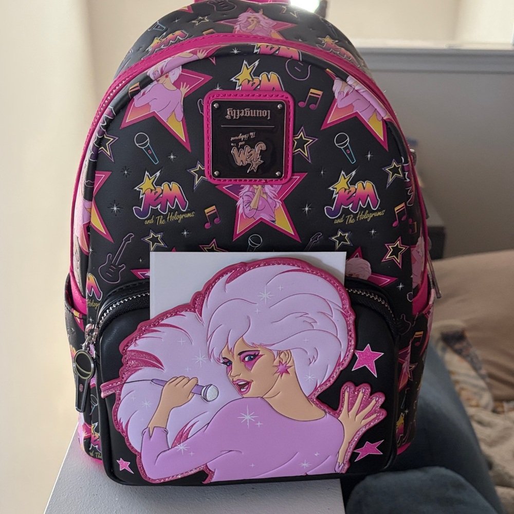 Loungefly Black and Pink Jem Backpack *Rare ERROR*